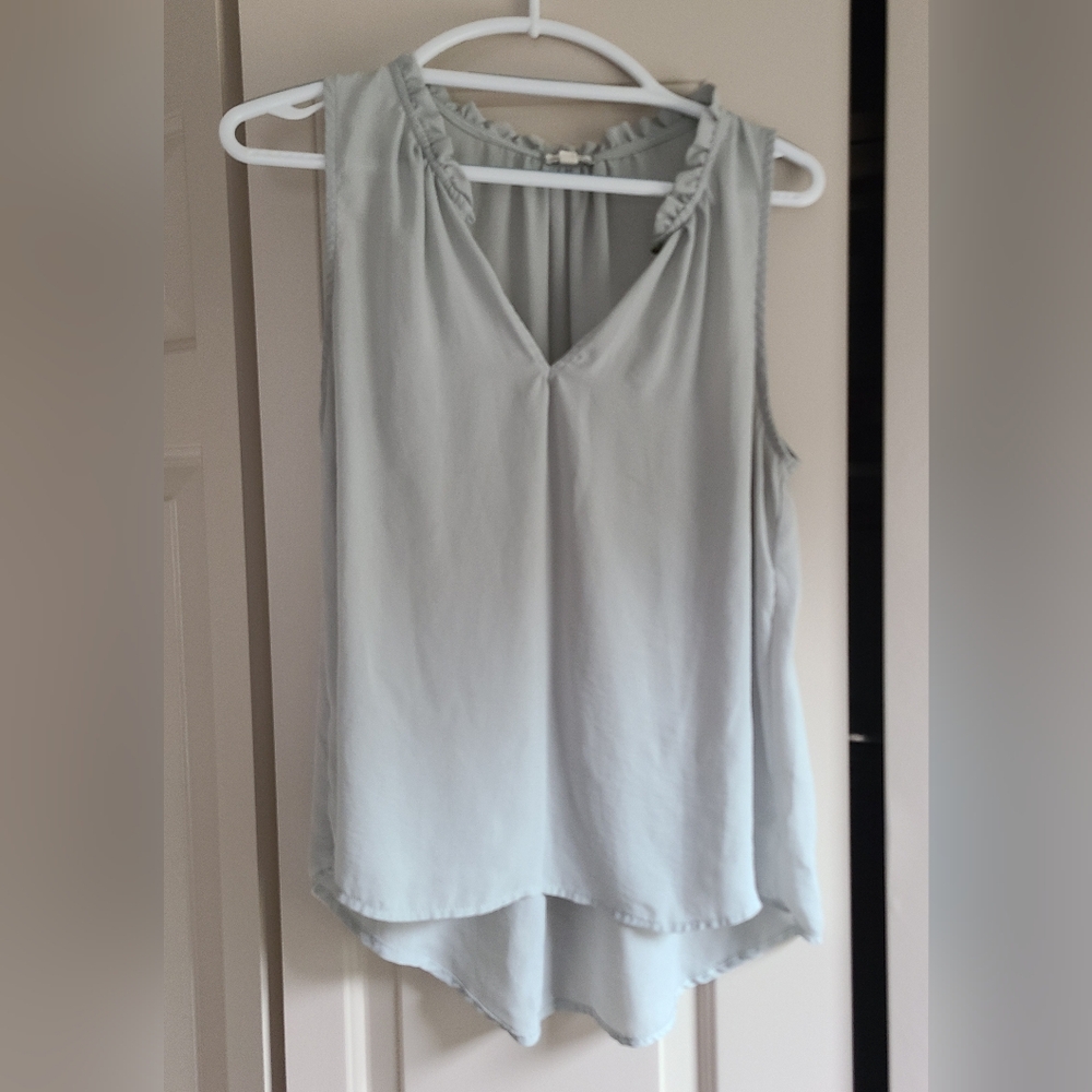 Eyeshadow Light Blue Flowy Summer Sleeveless Blouse